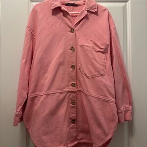 Zara Pink Oversized Jean Jacket